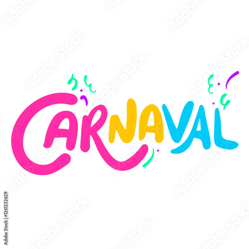 Lettering colorido de carnaval desenhado a mão