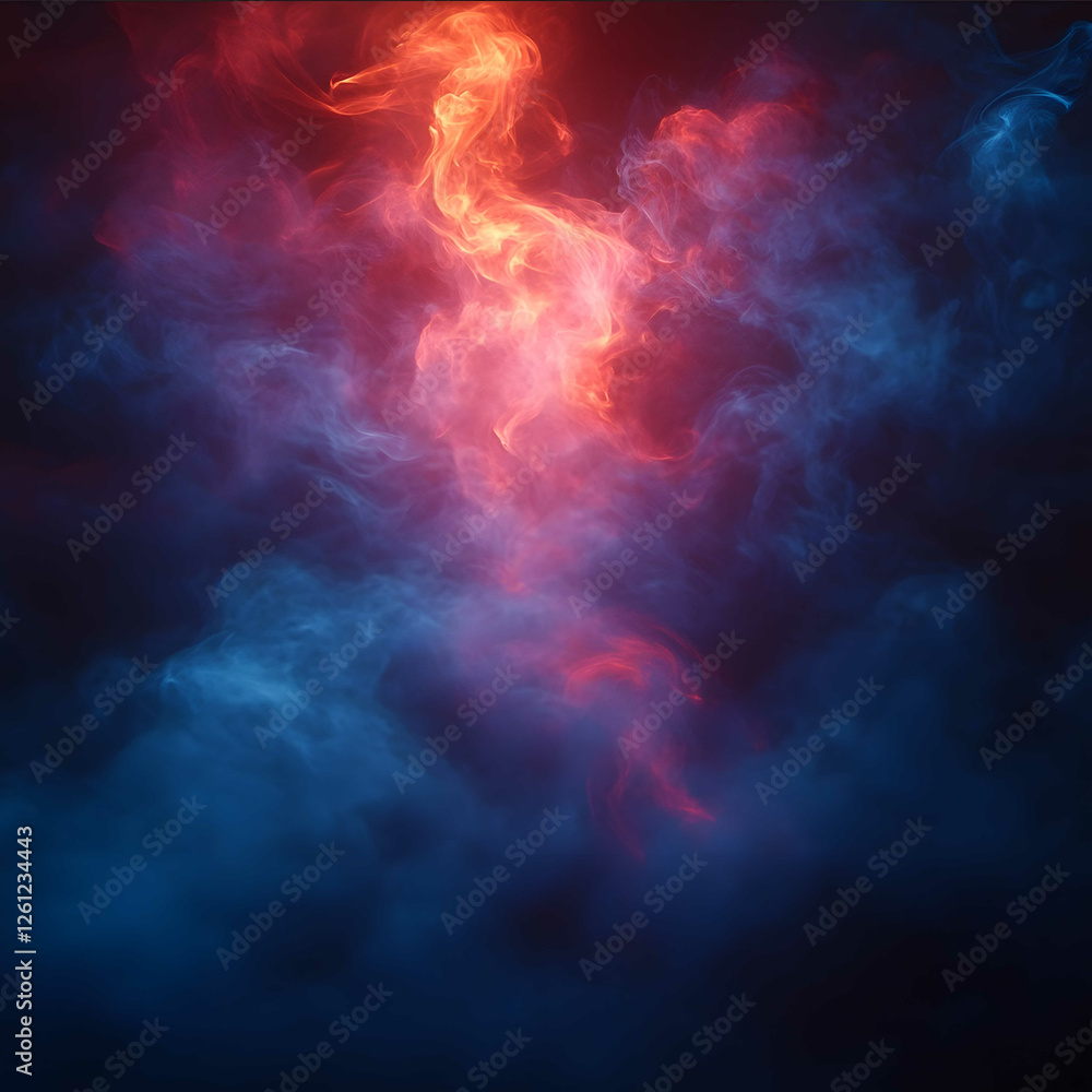 Abstract foggy image the image is dark with subtal whisps of red and blue fog Abstract foggy image the image is dark with subtal whisps of red and blue fog