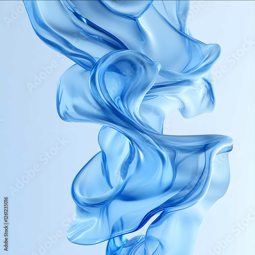 abstract fluid smooth blue element on whute background hypperrelistic photo