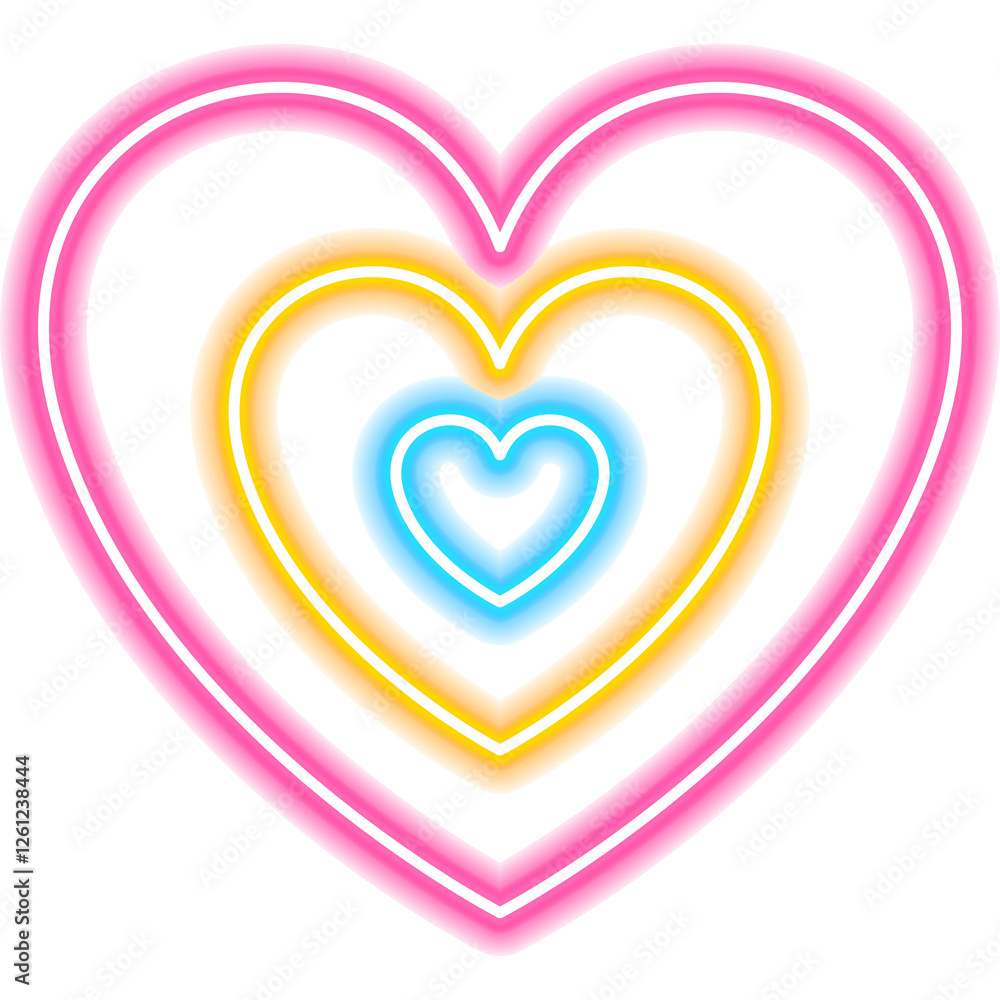 Rainbow Hearts Neon Icon. Illustration of Glowing Led Lamp Bright Object.