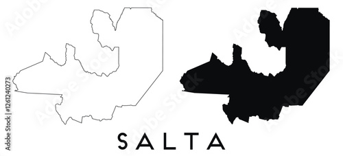 Salta city map outline and black silhouette vector