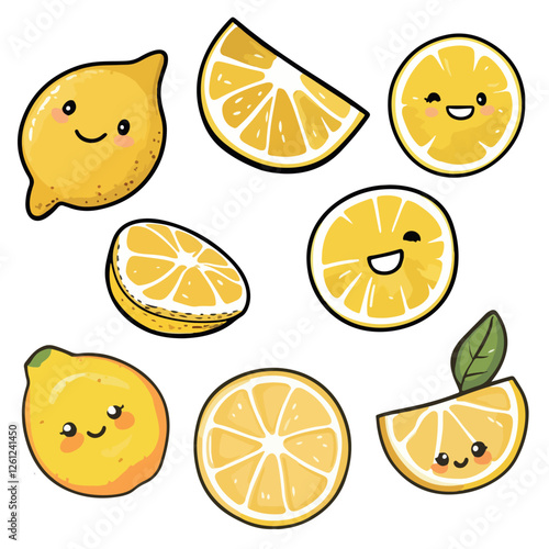 Set of cute lemon stickers