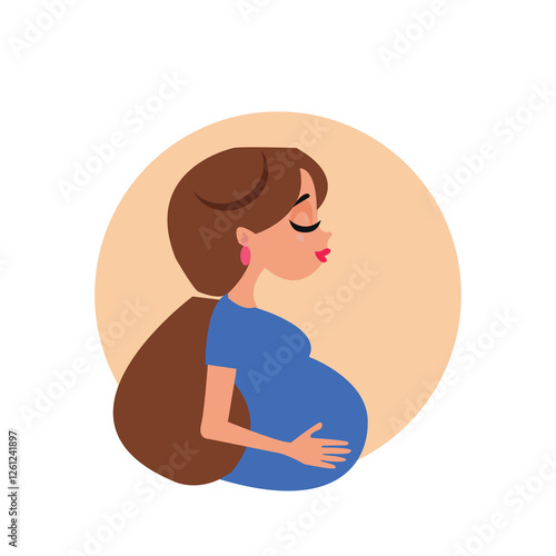 pregnant woman logo modern flat design illustration