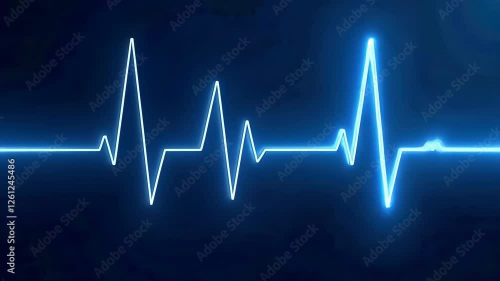 Animation heart beat pulse electrocardiogram rhythm on blue background Animation heart beat pulse electrocardiogram rhythm on blue background