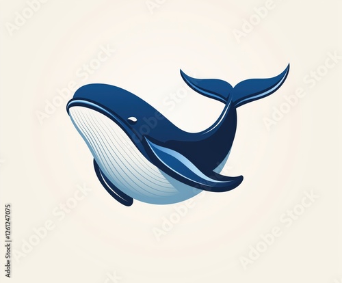 Majestic blue whale in smooth stylized design, capturing oceanic elegance and marine beauty with bold colors photo