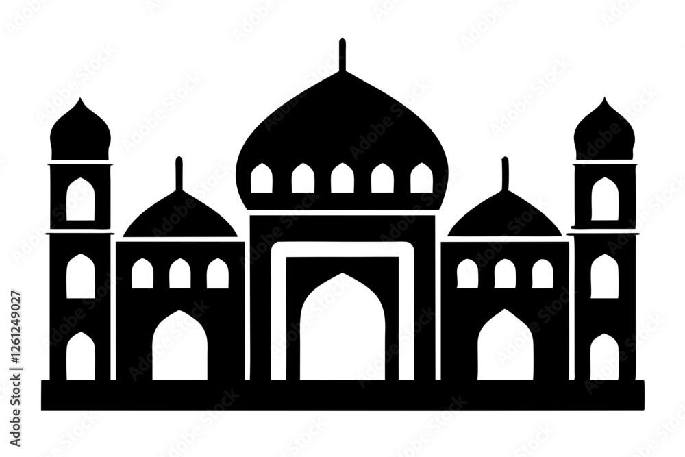 Fototapeta premium Islamic mosque silhouette vector illustration,