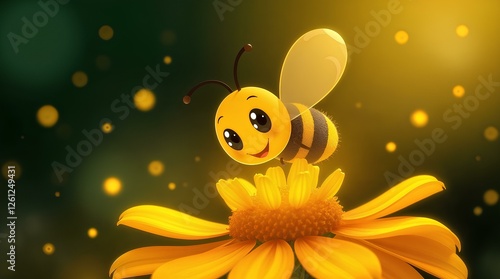 cute cartoon bee and flower