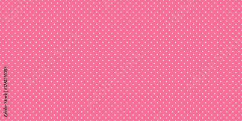 Seamless white polka dot pattern on pink background