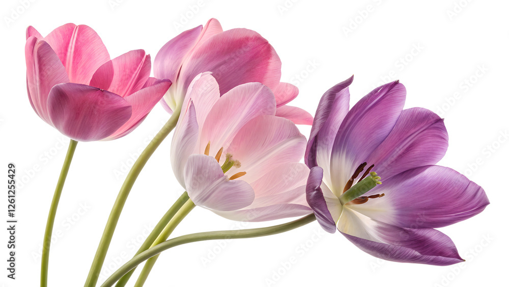 Fototapeta premium Vibrant pink and purple tulips