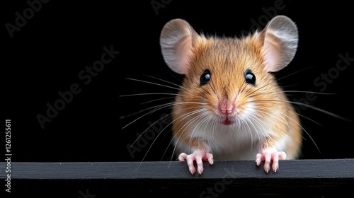 Adorable Brown and White Mouse Closeup - A charming closeup of a tiny brown and white mouse, symbolizing cuteness, fragility, inquisitiveness, nature, and small wonders photo