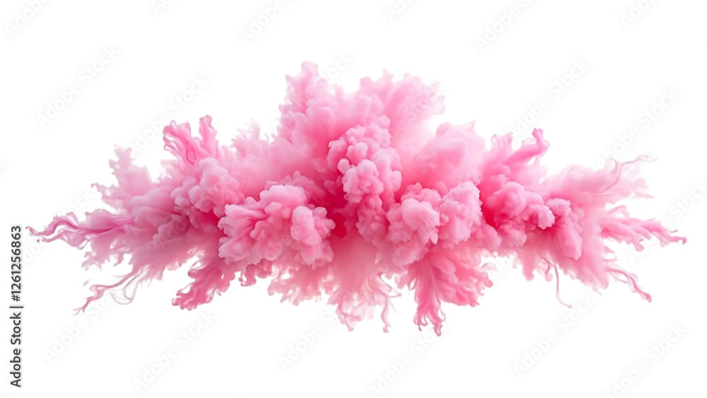 Fototapeta premium A pink explosion cloud of color is dense and expansive, with tendrils reaching out