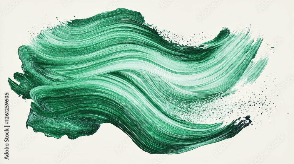 Abstract green brushstroke texture on deep canvas creating a fluid artistic expression Abstract green brushstroke texture on deep canvas creating a fluid artistic expression