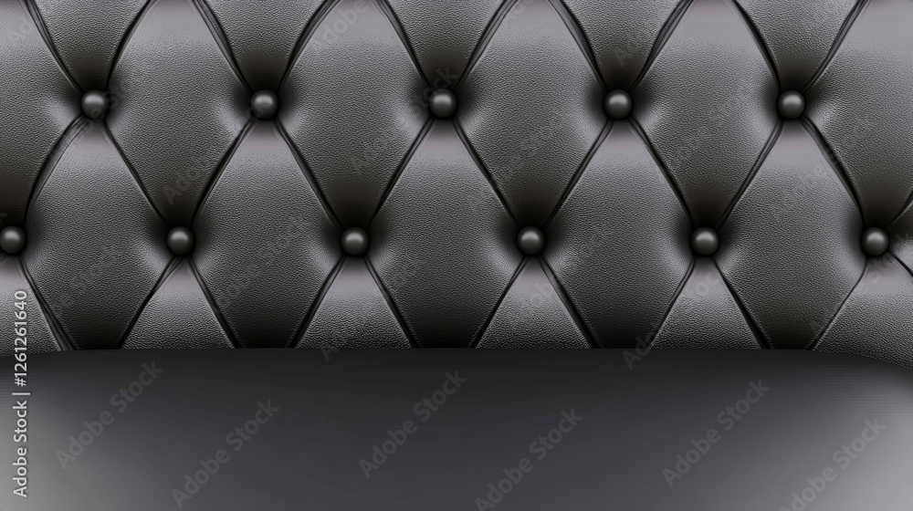 Fototapeta premium Black Leather Upholstery Texture - Close-up of luxurious black leather upholstery with diamond tufting, perfect for backgrounds or design projects