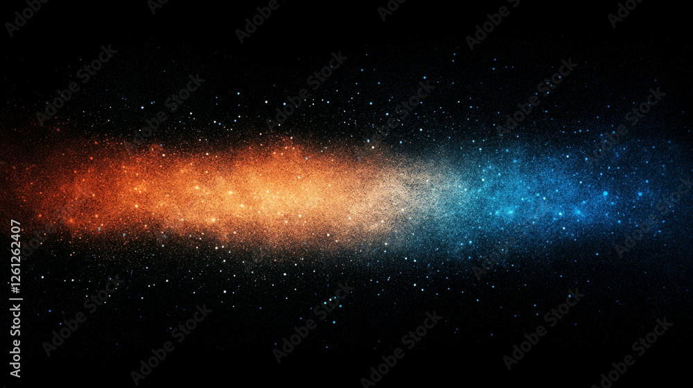 Dynamic gradient flow of blue and orange tones on a dark background with subtle texture