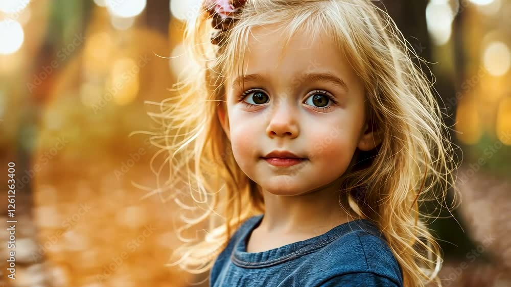 Cute child enjoying nature in autumn woods Cute child enjoying nature in autumn woods