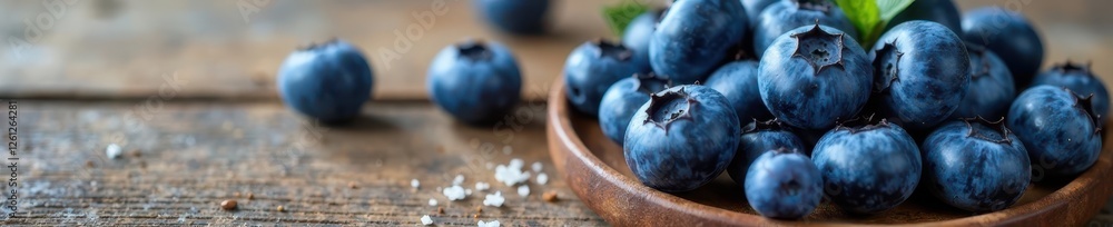 Close-up of fresh blueberries on rustic wooden background, photography, vibrant, fresh Close-up of fresh blueberries on rustic wooden background, photography, vibrant, fresh