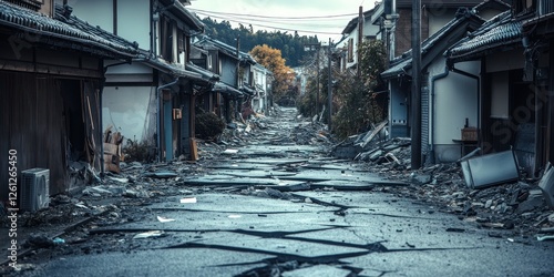 Devastated Street After a Natural Disaster