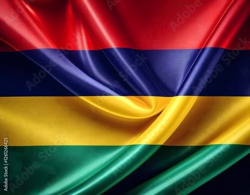 Free Download Vibrant Mauritius flag waving with luxurious satin texture - Patriotic and cultural symbol - GFXLoad