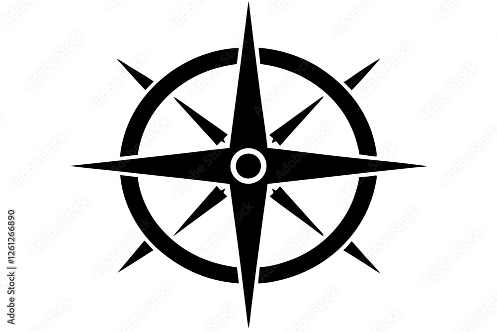 compass rose vector silhouette isolated on white, compass icon illustration compass rose vector silhouette isolated on white, compass icon illustration