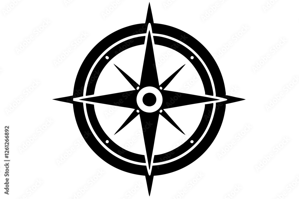 compass rose vector silhouette isolated on white, compass icon illustration compass rose vector silhouette isolated on white, compass icon illustration