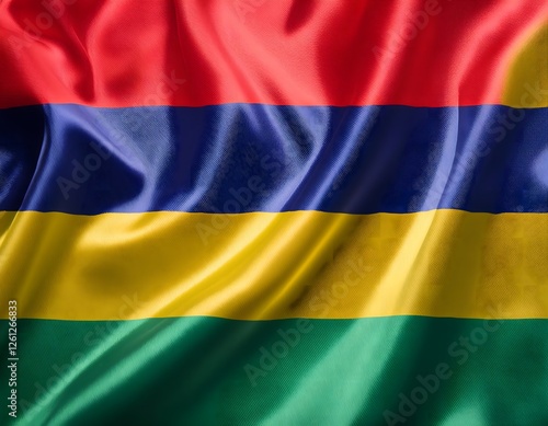 Free Download Vibrant Mauritius flag waving with luxurious satin texture - Patriotic and cultural symbol - GFXLoad