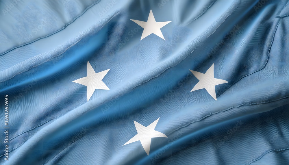 Vibrant Micronesia flag waving with luxurious satin texture - Patriotic and cultural symbol Vibrant Micronesia flag waving with luxurious satin texture - Patriotic and cultural symbol
