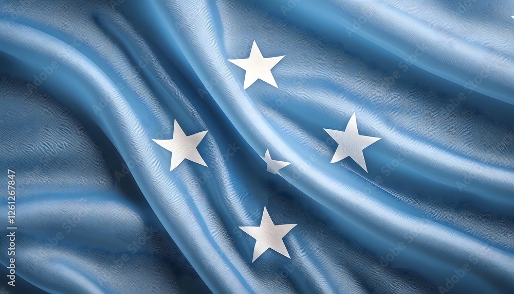 Vibrant Micronesia flag waving with luxurious satin texture - Patriotic and cultural symbol Vibrant Micronesia flag waving with luxurious satin texture - Patriotic and cultural symbol