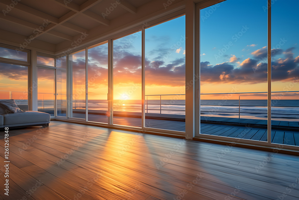 Obraz premium Coastal Dream A Sunset-Soaked Seaside Retreat 