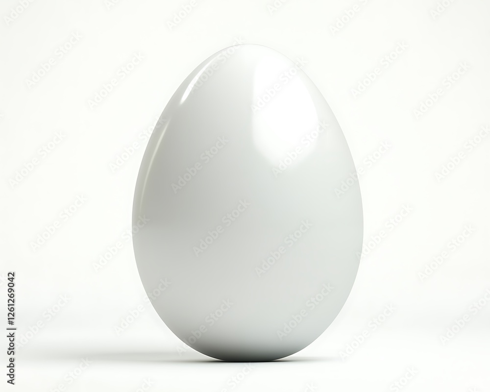A white egg with a smooth, glossy finish, isolated on a white background. A white egg with a smooth, glossy finish, isolated on a white background.