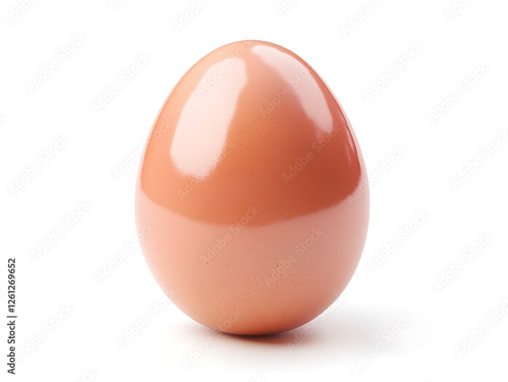 An egg with a glossy surface and slight reflection, isolated on a white background. An egg with a glossy surface and slight reflection, isolated on a white background.
