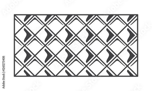 Floor tile outline icon isolated on white background. Wall tile pattern with texture, simple shape. Vector illustration