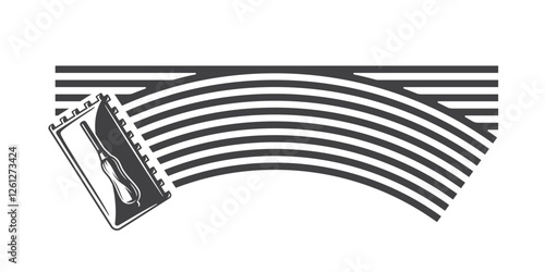 Trowel laying floor tiles and cement adhesive. Texture of cementitious adhesive from a trowel for laying wall tiles. Vector illustration