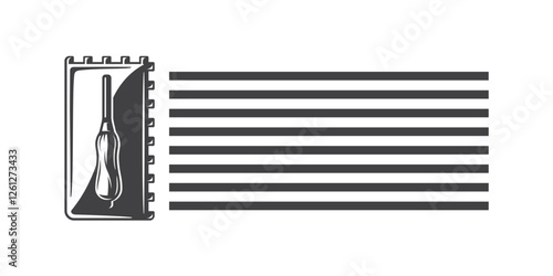 Trowel laying floor tiles and cement adhesive straight shape. Texture of cementitious adhesive from a trowel for laying wall tiles. Vector illustration