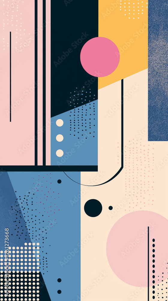 Abstract background of varied shapes and dots