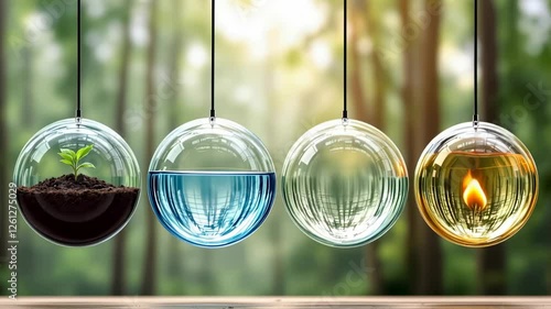 The Four Elements Encapsulated in Glass Spheres: A Study of Nature’s Balance