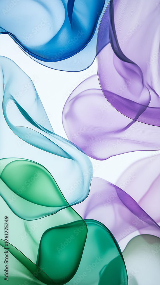Transparent forms background in cool colors vertical