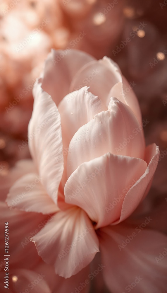 Delicate pink tulip blooming, illuminated by soft light Delicate pink tulip blooming, illuminated by soft light