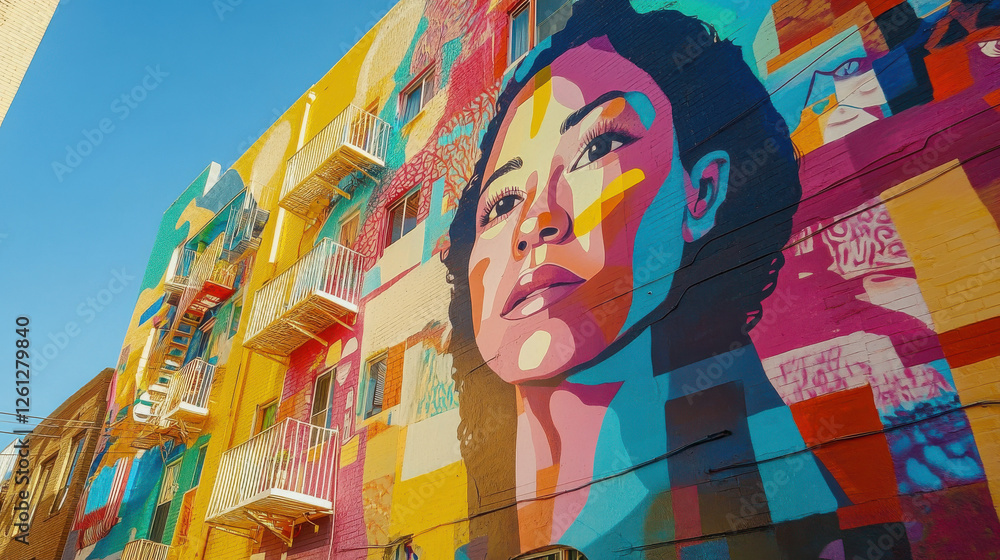 Obraz premium Women’s History Month Celebration with Urban Murals Depicting Famous Women