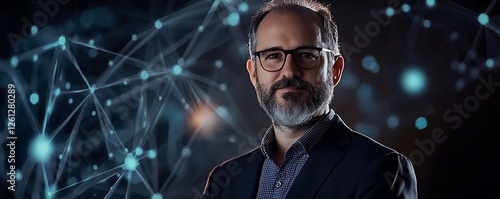 Concept communication network technology for internet business, showcasing global networks, telecommunication, and cryptocurrency with IoT and blockchain elements