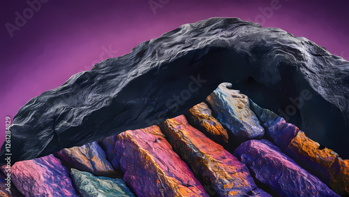 A Rock Texture Appears to Be a Rough and Textured Background With a Deep Purple Lilac Background Gradient - Digital Art