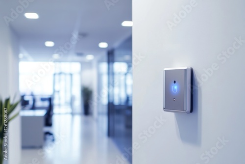 Modern Office Interior with Smart Access Control Panel