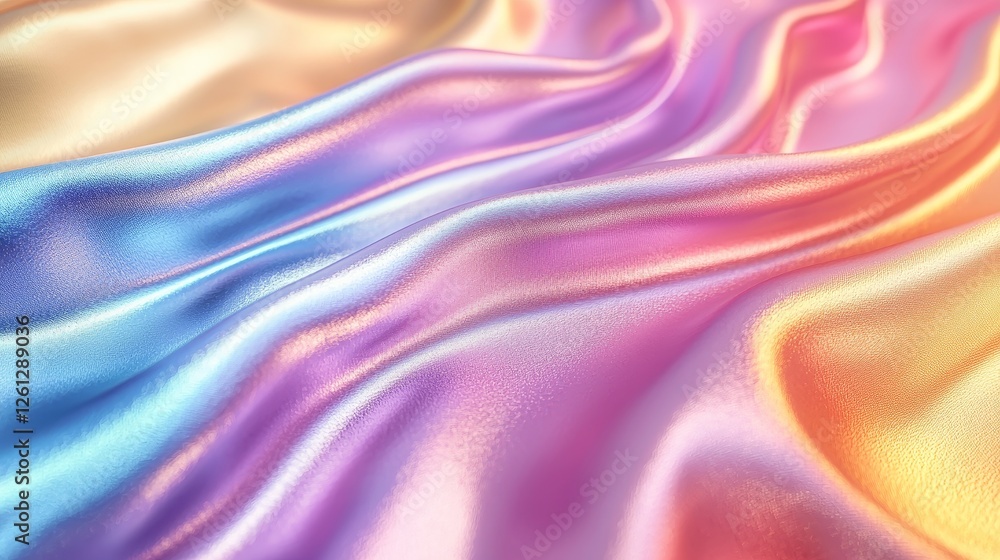 Fototapeta premium Colorful silk fabric waves studio textile photography soft texture close-up vibrant patterns