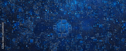 Wallpaper Mural Intricate blue digital network with glowing circuit patterns forming a futuristic technology inspired interface with cyber elements
 Torontodigital.ca