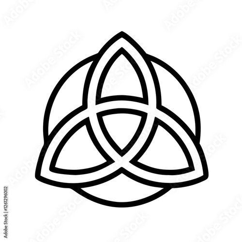 Triquetra symbol surrounded by a circle in minimalist line art style