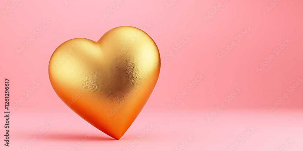 Fototapeta premium elegant golden heart pink background valentines love