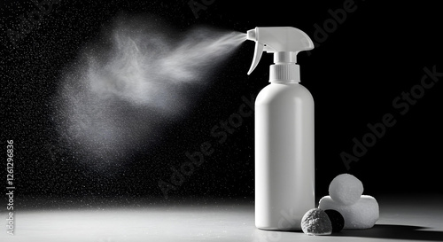 Closeup photo of white spray bottle