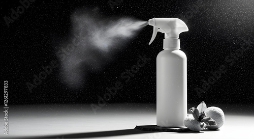 Closeup photo of white spray bottle