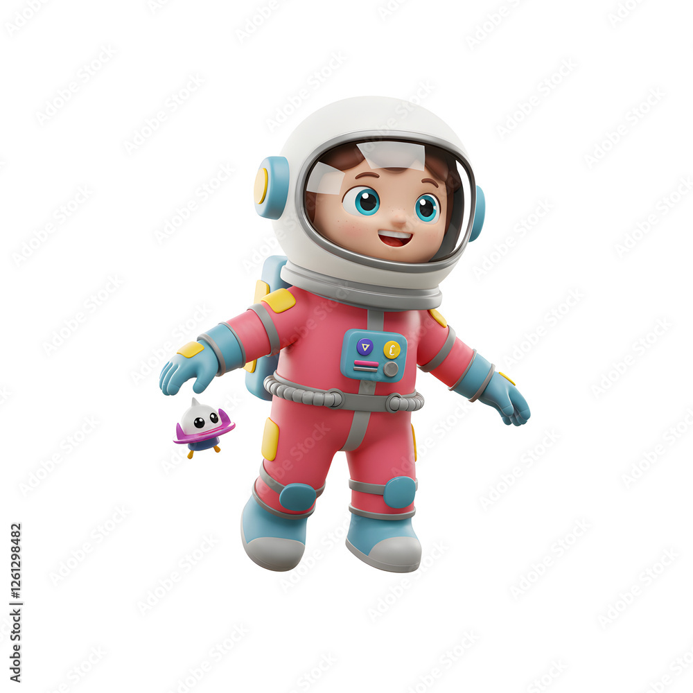 3D astronaut cartoon character in a creative illustration, symbolizing adventure and space exploration, set against a white background for a clean and modern look 3D astronaut cartoon character in a creative illustration, symbolizing adventure and space exploration, set against a white background for a clean and modern look