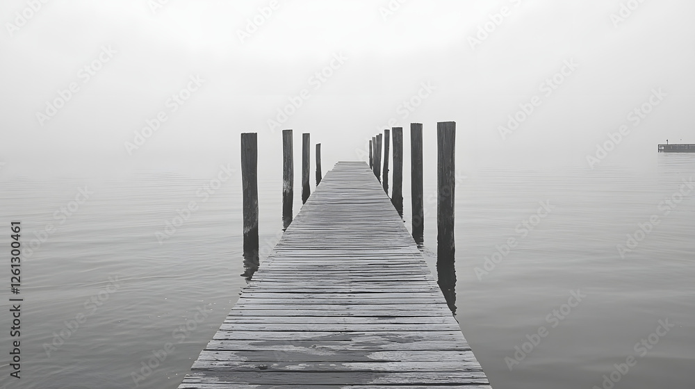 Obraz premium Serene Oceanic View Featuring a Picturesque Wooden Pier