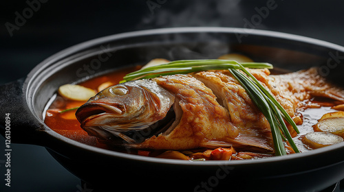 Obraz na płótnie Chinese steamed fish with ginger and scallions w salonie